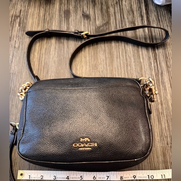 Coach Black Pebbled Leather Camera Crossbody Bag - Picture 14 of 15
